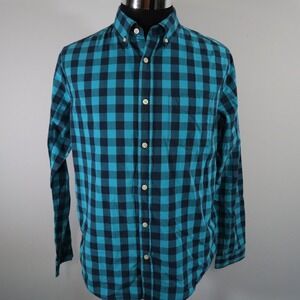 Aeropostale Shirt Mens Medium Casual Pocket Button Down‎ Blue Plaid Long Sleeve